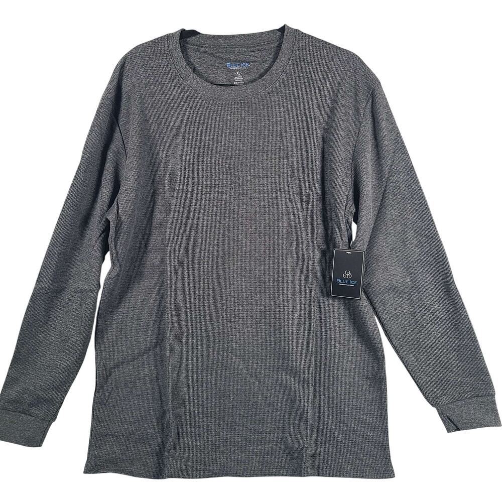 BLUE ICE Premium Clothing Long Sleeve Thermal Waffle Knit Shirt Charcoal XL New